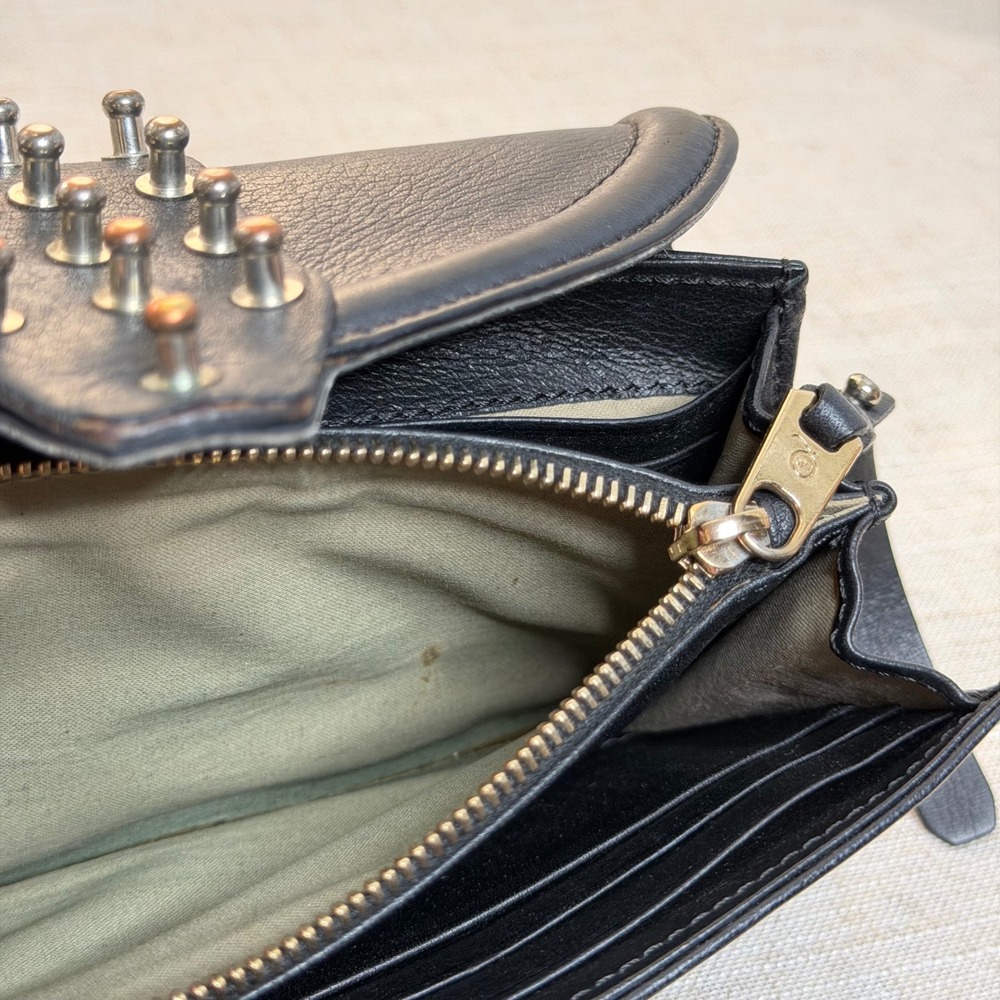 Alexander McQueen Studded Leather Continental Wallet Black Made in Italy - Picture 12 of 12